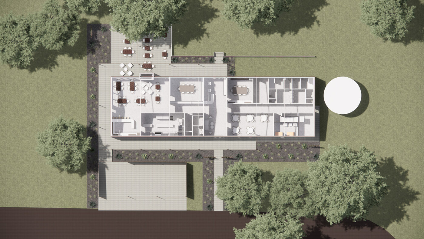 Overhead site plan of the new clubhouse